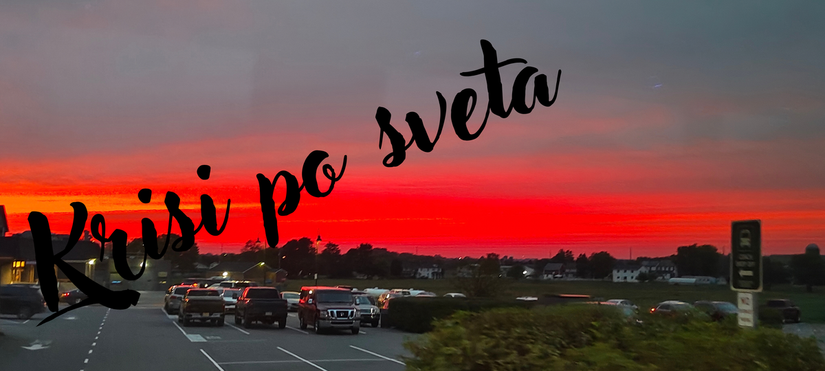 Fiery sunset on an American road – Digital photograph